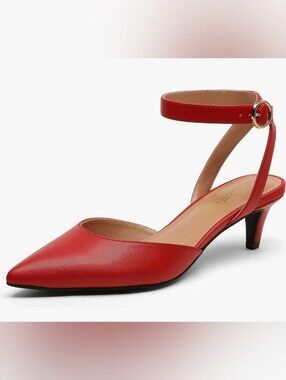 Dream Pairs Red Ankle Strap Kitten Heels Women's Size 6.5 NIB